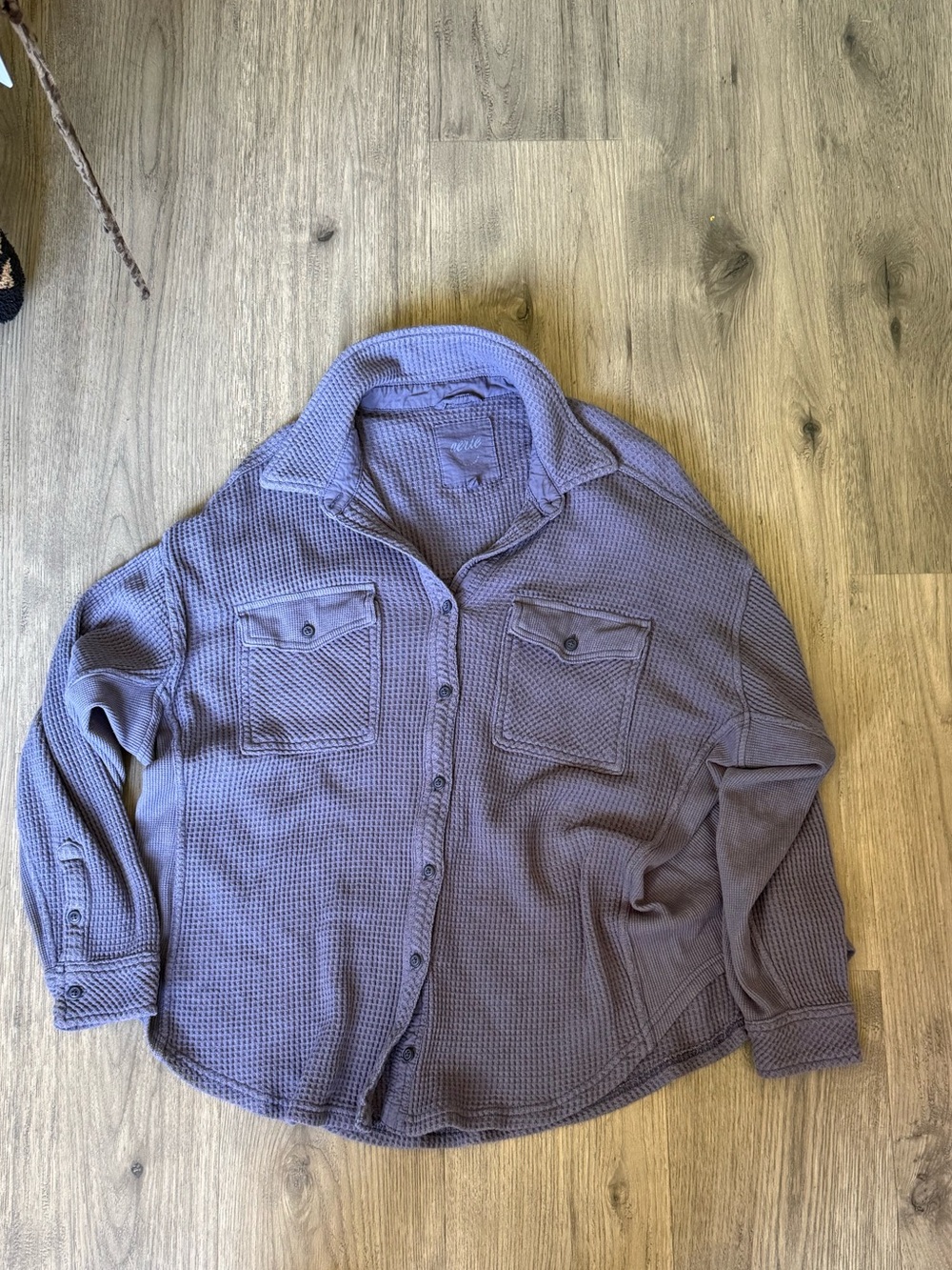 aerie Lavender Waffle Knit Button-Front Cardigan